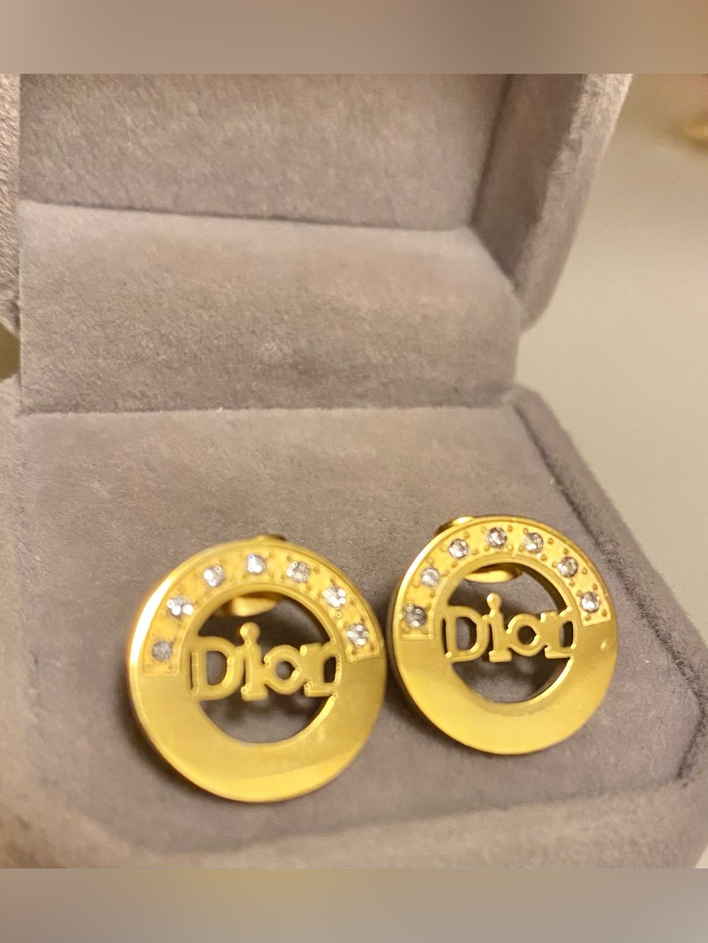 Fashion Jewelry 14K Gold Plated Circular  Earrings with Crystal Accents